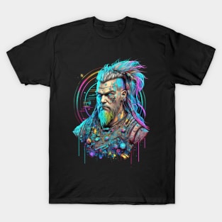 Neon Cyberpunk Viking - V1.14 T-Shirt